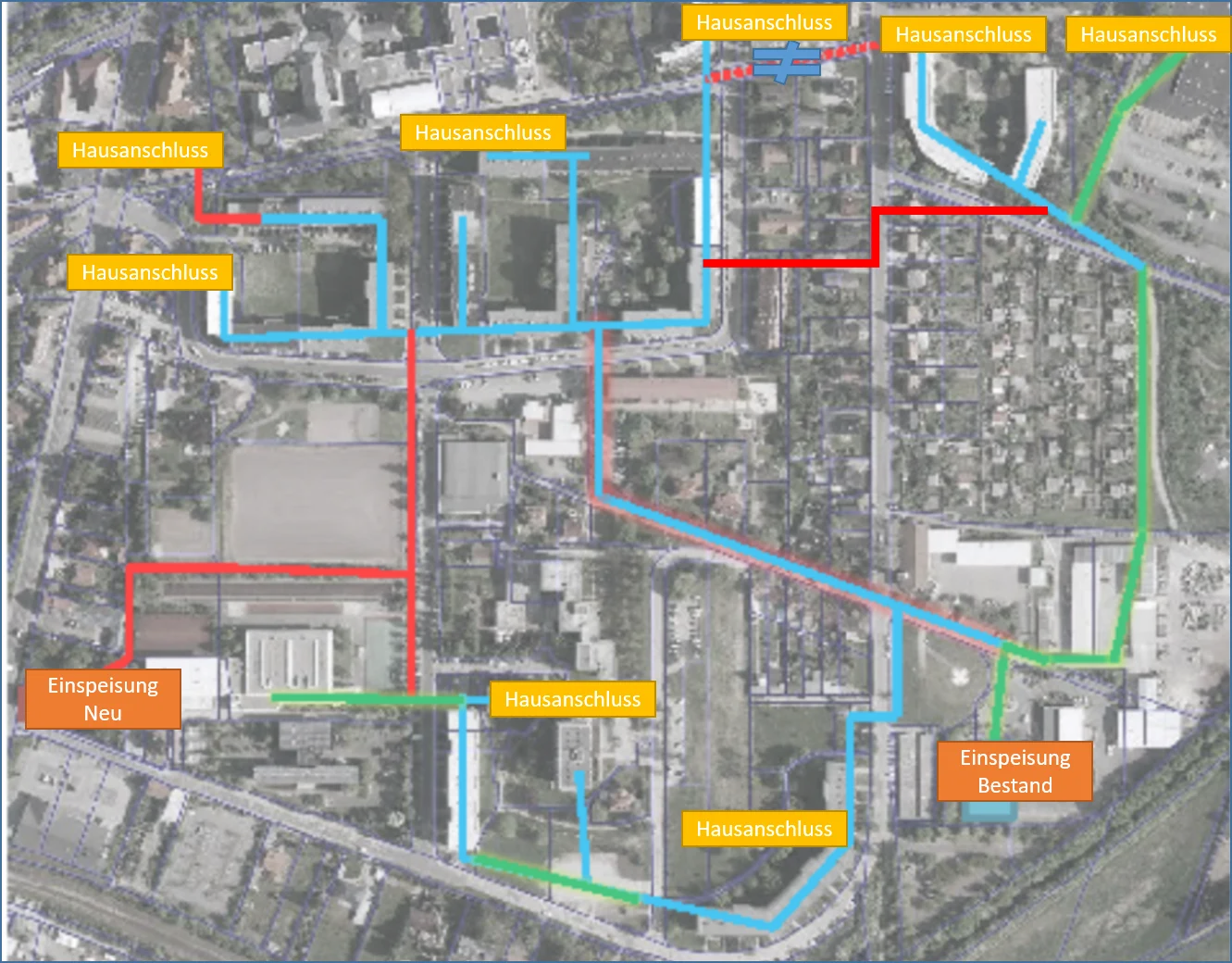 Network map of Bad Langensalza's district heating network