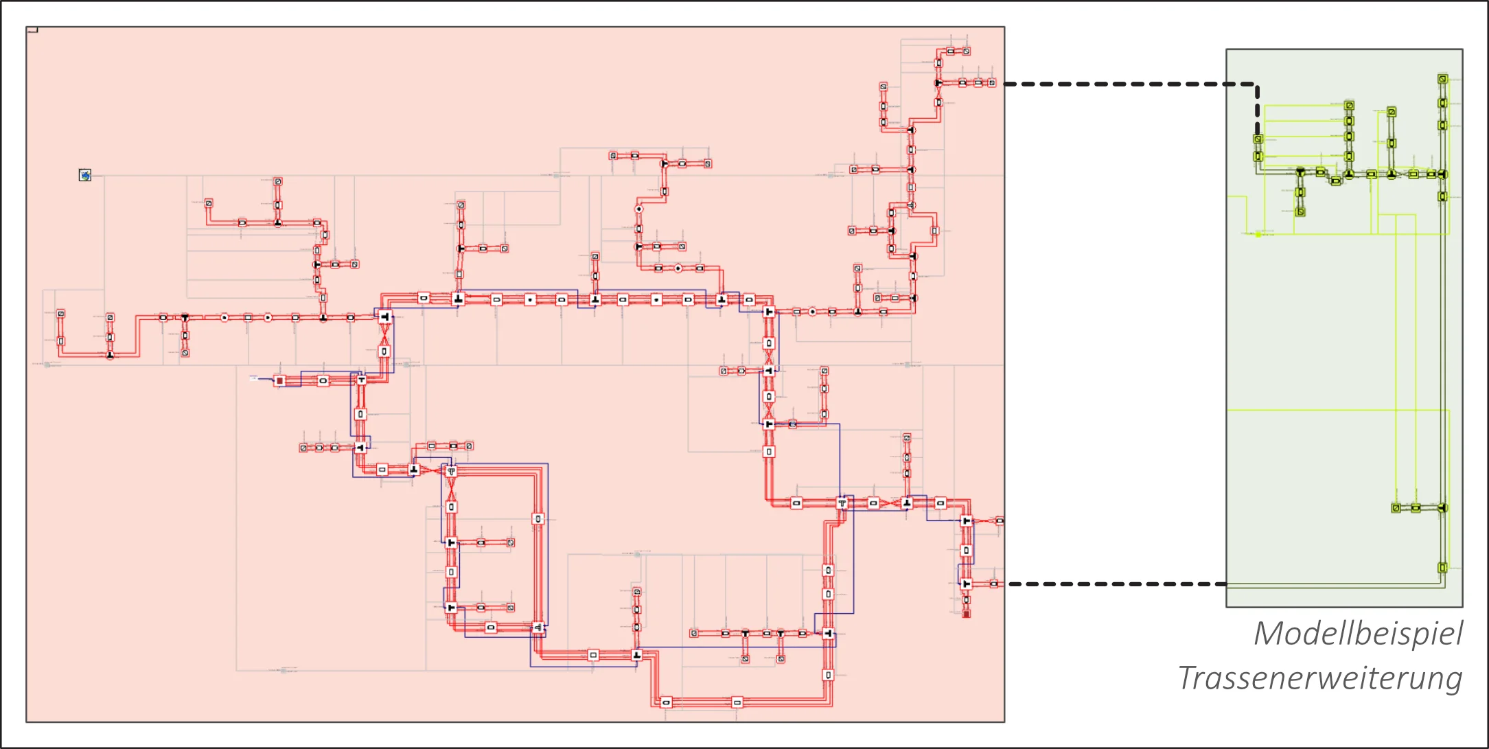 Pipeline expansion in district heating network simulation