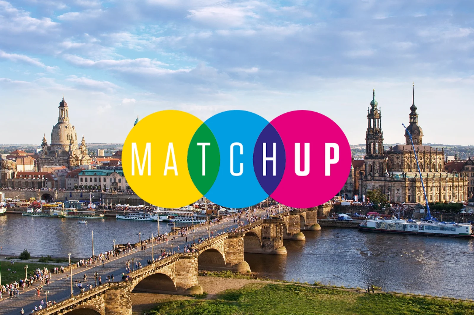 Dresden cityscape with the MAtchUp project logo