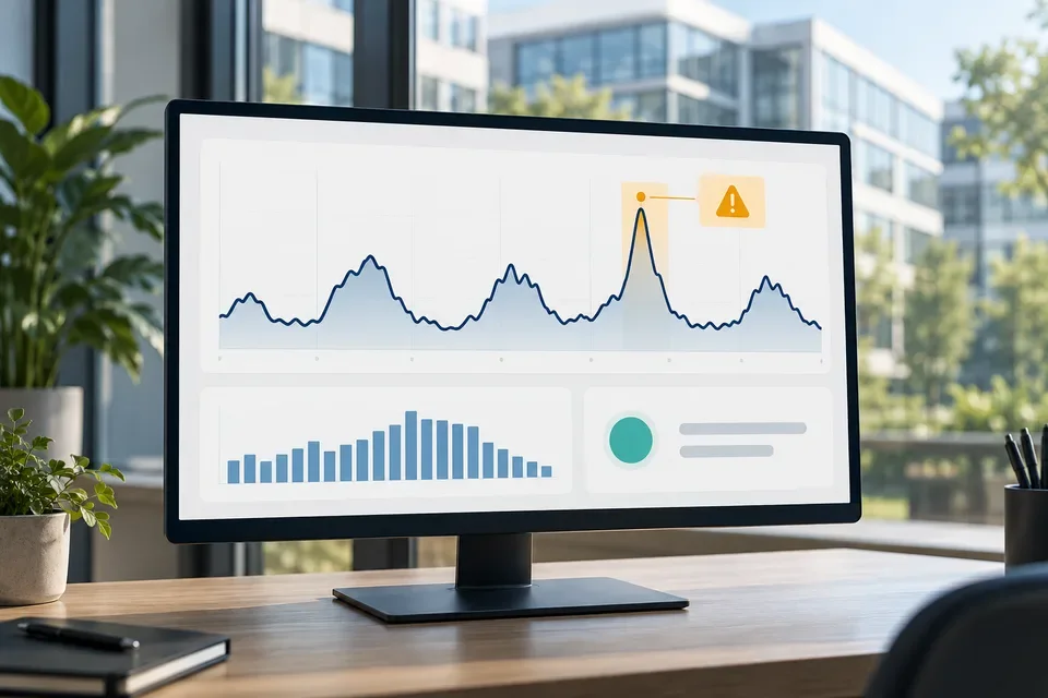 Monitoring dashboard highlighting an anomaly in energy consumption