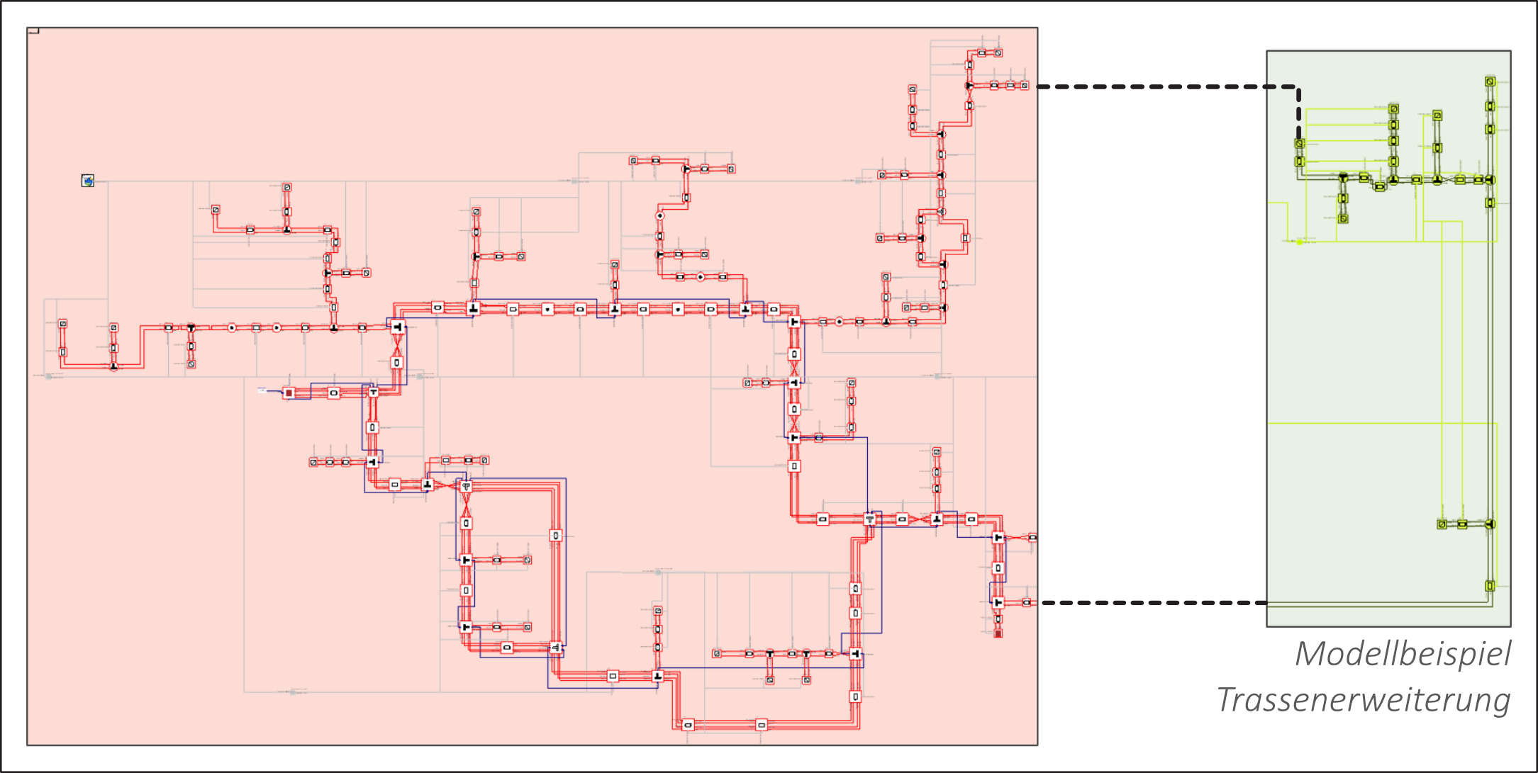 Pipeline expansion in district heating network simulation
